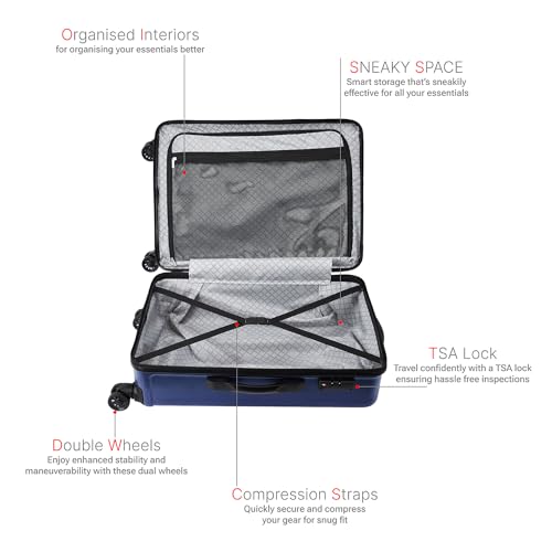 Image of Safari Ryder TSA Lock 8 Wheels 69 Cms Medium Check-in Trolley Bag Hard Case Polycarbonate 360 Degree Wheeling System Luggage, Midnight Blue