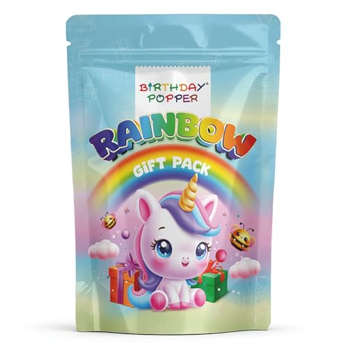 Image of Birthday Popper Rainbow Gift Pack as Birthday Return Gifts | Curated Unicorn Theme Premium Party Favor Combo Set for Colorful & Exciting Celebrations