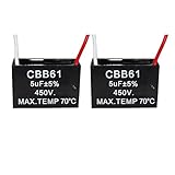 CompStudio 2Pcs 5UF 450V AC CBB61 Ceiling Fan Capacitor 2 Wire 50/60Hz