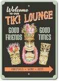Tiki Lounge Schild Tiki Men Decor Tiki Statuen Schild Lustiges Vintage Metallschild 20,3 x 30,5 cm