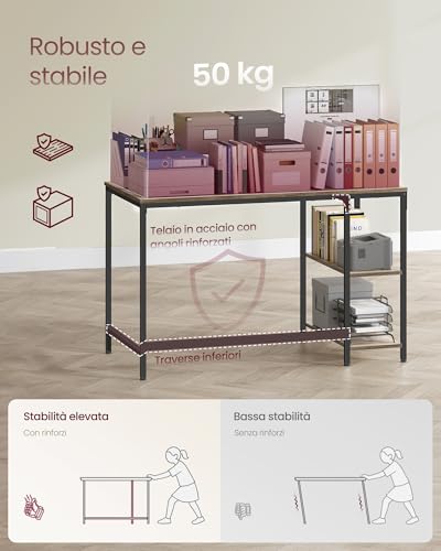 VASAGLE Scrivania per Computer, Scrittoio, 120 x 60 x 76 cm, Moderno, Tavolo da Lavoro, per Ufficio Camera da Letto Soggiorno, Greige Melange e Nero Inchiostro LWD47MB - Immagine 5