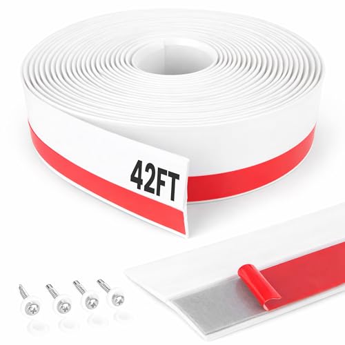 Garage Door Seal Top and Side-42FT/Weather Stripping Door Seal/Exterior Door Weather Stripping/Garage Door Side Seal/Door Gap Sealing Strip/Garage Door Weather Stripping/White