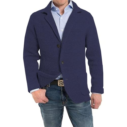 Mens Shawl Collar Cardigan Sweaters Button Down Cable Knit and Pockets Loose Fit Open Front Design