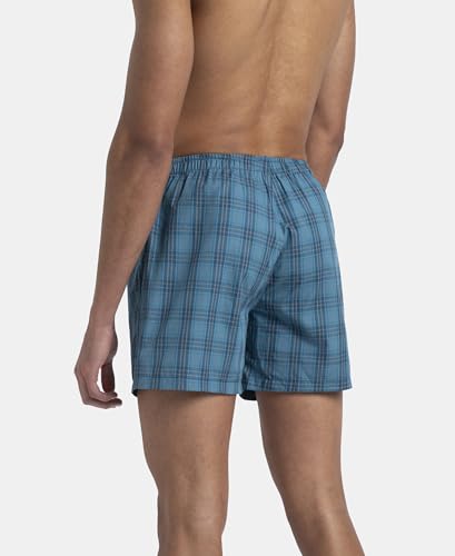 Image of Jockey 8222 Men Super Combed Mercerized Cotton Woven Checkered Inner Boxers with Ultrasoft and Durable Inner Waistband Pack of 2