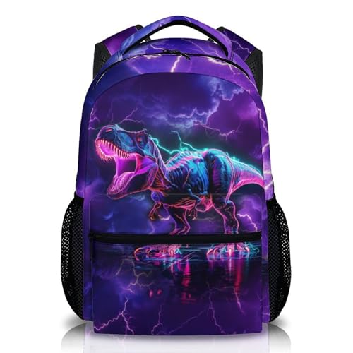 Kids Backpack, Cool Dinosaur Bookbag for Boys, Gift for Kid Back to School, 17 Inch Aesthetic Schoolbag for Travel Camping School Hiking