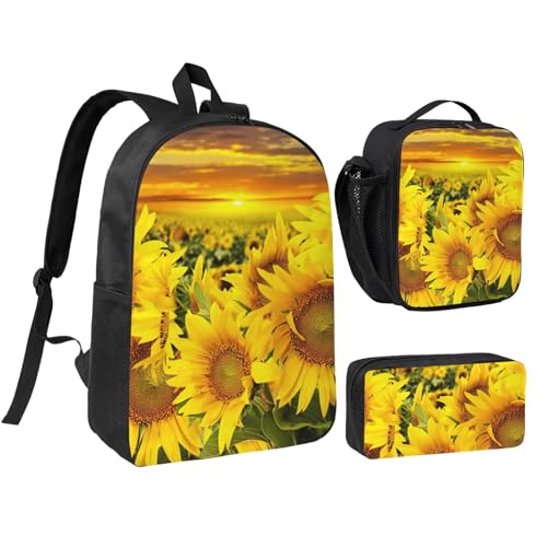 Sac à dos école tournesol léger 3-en-1 avec boîte déjeuner EdWal