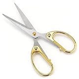 5' All Stainless Steel Office Scissors for Desk, Sharp Blade Craft Scissors, All Purpose Scissors for Office, Home, School, DIY, Sewing, Fabric, Paper, Right/Left Handed (Gold)