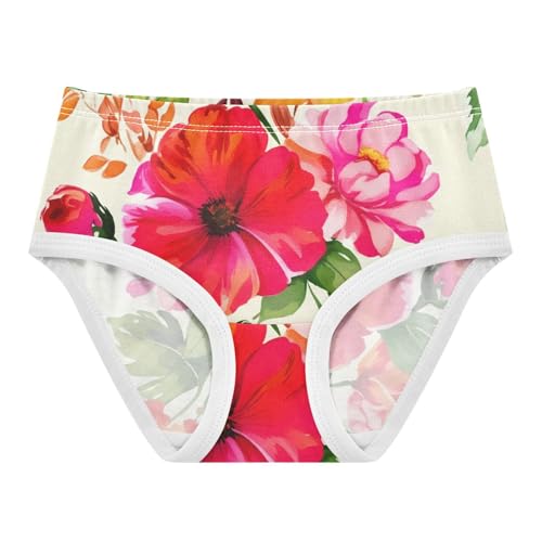 Toddler Underwear Custom 2t Cotton Cute Panties Girl Aesthetic Briefs Underpants Floral Pink Red Flowers