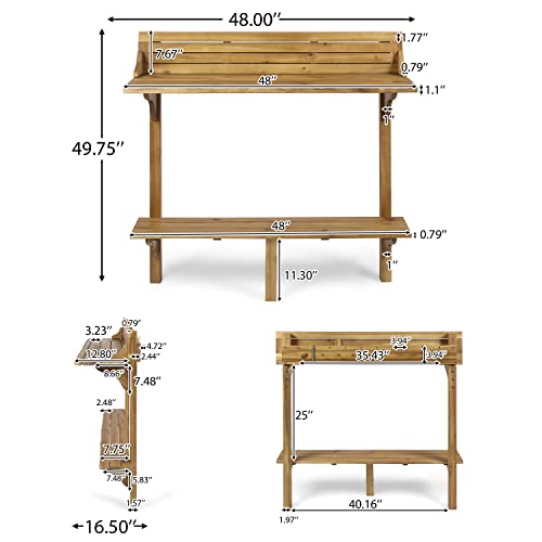 Christopher Knight Home Caribbean Outdoor Acacia Wood Balcony Bar Table, Natural Stained by Christopher Knight Home - Used condition - Image 7