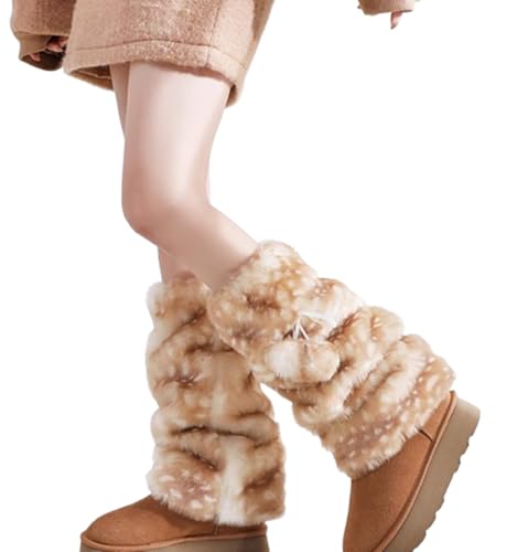 Women Faux Fur Leg Warmers Fur Rabbit Wool Winter Thick Warm Soft Boot Cuffs Covers y2k Halloween Christmas