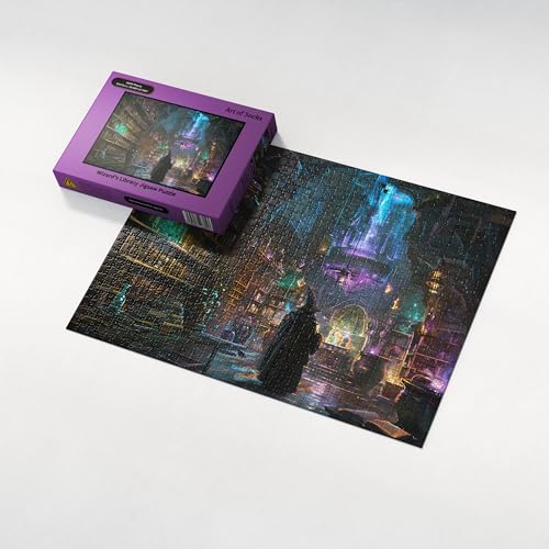 Rompecabezas Jigsaw de 1000 piezas para adultos: Biblioteca del Mago, arte gótico de fantasía mágica, estilo dark academia (50 x 70 cm) miniatura 5