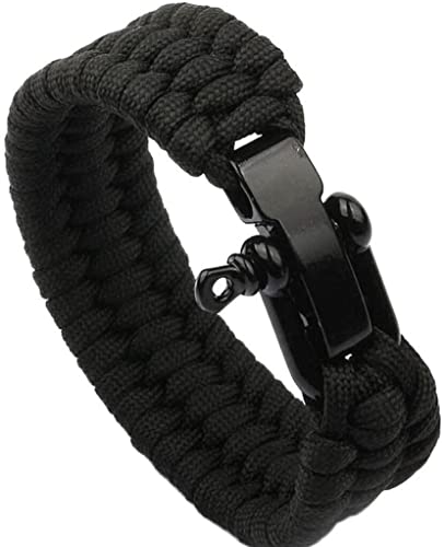 Bracelet extra costaud de 220 kg avec manille noire en acier inoxydable, disponible en 3 tailles réglables La mode est traitée