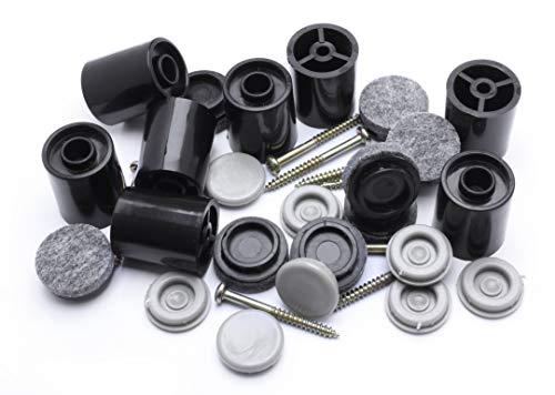 Gorillarisers Cb251-8 Screw On Furniture Risers (8 Pack) Floor Protector Slider Legs Raise Chair Or Table Height 1-1/4” To 1-1/2", Plastic & Felt Glide Combo, 1 Inch Round, Black #TOP4