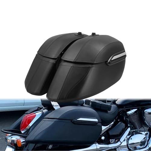 CARGLETRUE Hard Saddlebags with Heavy-Duty Mounting Kit Reinforced Water Resistant Fit Harley Softail Fat Boy Deluxe Touring Road King Universal For Yamaha For Honda Black