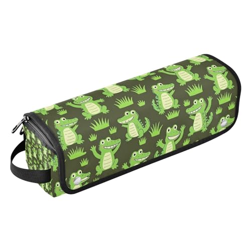 Bolso de viaje para herramienta de cabello con tapete resistente al calor desmontable para planchas grandes, estuche de viaje para planchas, rizadores, diseño divertido de cocodrilos en verde para mujeres miniatura 1
