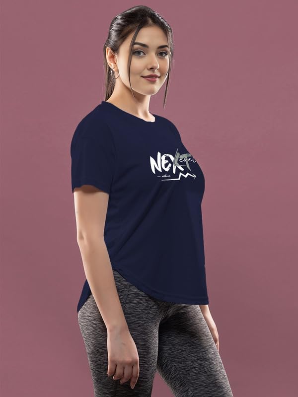 Image of CHKOKKO Womens Stylish Activewear Quick Dry Lightweight Breathable Printed Round Neck Half Sleeve Regular Fit Gym T Shirt for Sports Yoga and Training