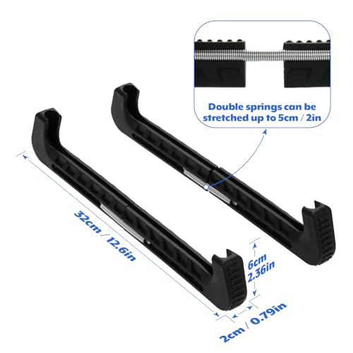 Easecos 2 Pcs Ice Skate Guards Adjustable Figure Skating Guards Universal Hockey Shoe Blade Covers Anti-Slip Blade Walking Protector Ice Skating Accessories, Fit for 7.5-14 Inch Blades (Black) - Thumbnail 2