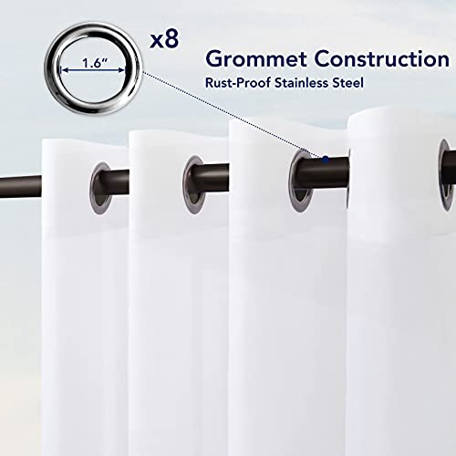 Purefit Sheer Outdoor Curtains For Patio Waterproof  Weatherproof, Fade Resistant Outside Voile Curtains For Gazebo, Front Porch, Pergola, Sun Filtering Privacy Curtain, 54 X 95 Inch, 1 Panel, White #TOP3