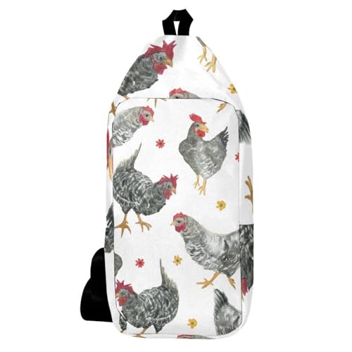 Sac à dos à bandoulière mixte motif poules, sacoche de randonnée et voyage multicolore