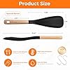 FINENUT 2-Pack Silicone Cooking Spoons with Wood Handle & S-Hooks - Heat Resistant 446°F Spoonula for Nonstick Cookware - BPA Free Multifunction Spatula Spoon for Mixing, Scooping&Serving (Black&Gray) #1