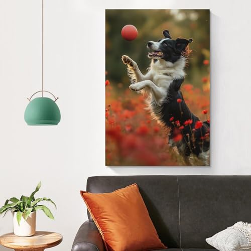 Cuadro sobre lienzo de Border Collie para solucionar paredes vacias en el comedor 4