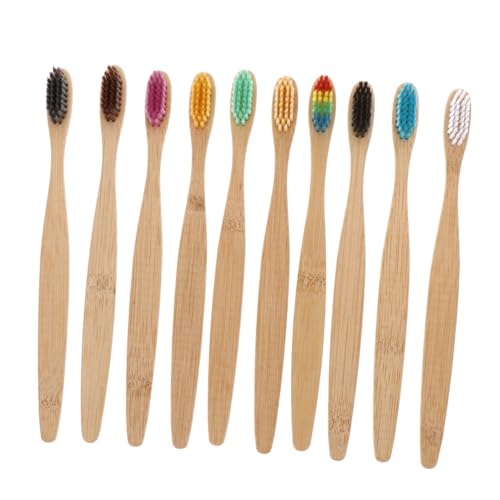 LRXIYODE 10 Piezas Cepillo De Dientes De Bambú Cepillo De Dientes Para Adultos Cepillo De Dientes Cepillo De Dientes Para Limpiar Los Dientes Cepillo De Dientes Casero
