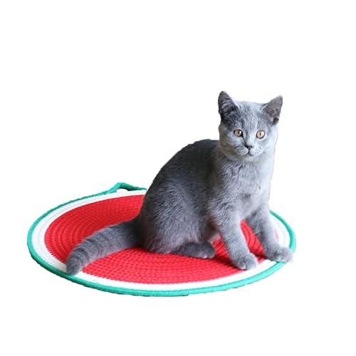 猫パッド円形 綿糸手編み猫砂マット水浸透夏猫腹ばいマット猫つかみマット猫爪高密度四季マット子犬つかみ耐摩耗耐噛子犬マット睡眠猫ケージマット犬ケージマット猫小屋涼み (赤い)