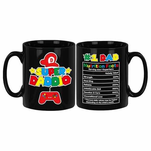 Arsemica Funny Coffee Mug for Dad Super Daddio Cup Gifts Birthday Gifts from Son Daughter 11 oz Ceramic Drinking Cups for Men Novelty Fathers Day Gift for Father Husband