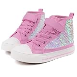 Toandon Little Girls Kids Canvas Shoes Sneakers for Toddler Color Change Flipping Sequins Glitter Sp