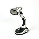 Ragyzity Led Desk Lamp, 12 LED Portable Battery-Powered Table Lamp, Bedside & Camping Light, Bright Work and Reading Light for Computer, Home, or Outdoor Use (Black Silver)