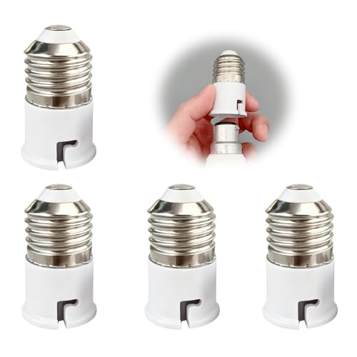 4 Pcs E27 to B22 Socket Converter, Screw to Bayonet Adapter, Light Bulb Socket Adapter, ES to BC Lamp Base Holder Adaptor Heat Resistant for LED CFL Halogen Incandescent Bulbs, Lamp Accessories