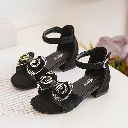 Image of Girls Dress Shoes Toddler Kids Heels Sandals Ankle Strap Wedding Party Cute Bowtie Girl Shoes