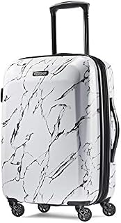American Tourister Moonlight Hardside Expandable Luggage with Spinner Wheels, Marble, Checked-Medium 24-Inch