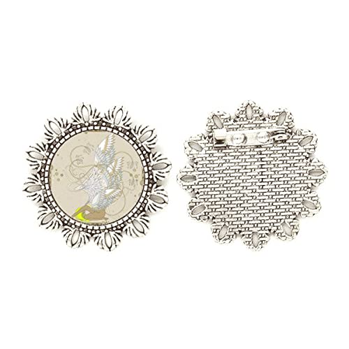 Broche de flor japonesa de plata para regalo cultural de aniversario medium