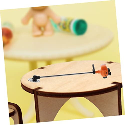 Beatifufu Mini Lawn Mower Miniture Decoration Mini Lawnmower Mini Chain Saws PVC Orange Doll House Miniature Lawn Mower Model Mini Lawn Mower for Decor Tiny Lawn Mower for Doll House Small