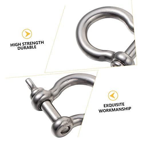 CHILDWEET 4pcs Bow Buckle Heavy Duty Load Clamp Anchor Heavy Duty Clothes Hanger Rack Lifting Shackle Lock Off Road Accessories Winch Shackle Chains Hook Swivel Pin Silver Stainless Steel