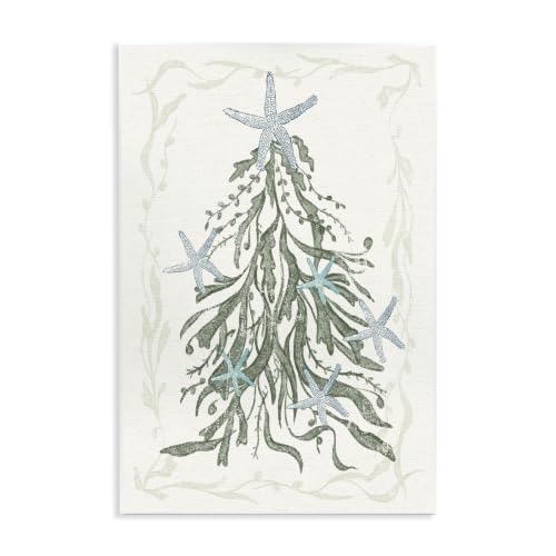 Nautical Christmas Tree Sea, 13 x 19 Inch Mounted Print on Wall Plaque