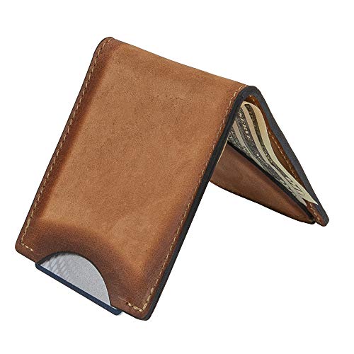 Front Pocket Slim Bifold Wallet for Men | Made in USA | Premium Full Grain Leather Men’s Wallet with Minimalist Design | Charred Oak