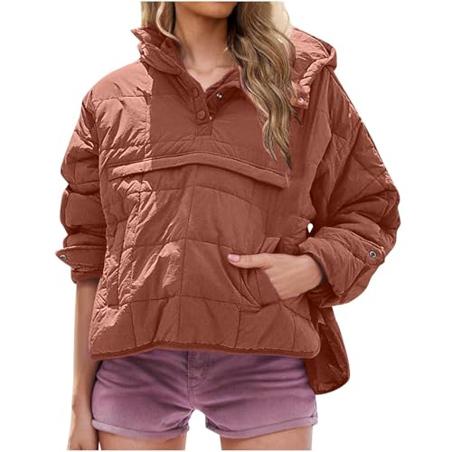 Chaqueta acolchada para mujer, con forro polar, acolchada, con forro polar, para mujer, ropa de abrigo con capucha, cortavientos, acolchada, casual, con bolsillos, Marrón 4, M