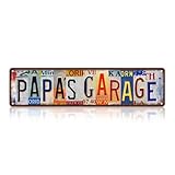 Vintage Papa's Garage Wall Decor Street Signs Metal Tin Signs 16 x 4 Inches Gift for Father