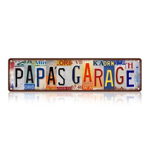 Vintage Papa's Garage Wall Decor Street Signs Metal Tin Signs 16 x 4 Inches Gift for Father