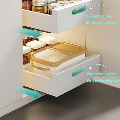 Freestanding Multi-Layer Kitchen Floor Cupboard，2PCS Heavy Duty Pull Out Cabinet with Drill Free Installation Slide Out Drawer Storage Shelves for Kitchen Cupboard and Bathroom Black 40cm