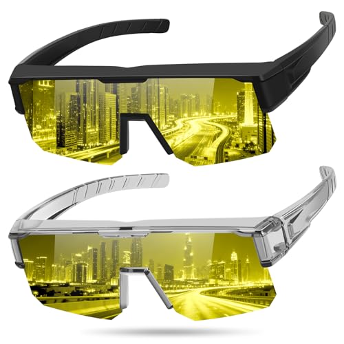 RSQQAV Night Vision Glasses Driving Fit Over Glasses for Men Anti Glare fit cloudy rainy days dark and Night Driving