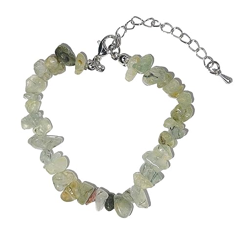 Bracelet Préhnite pierres baroques naturelles, bijoux lithothérapie 19-23cm