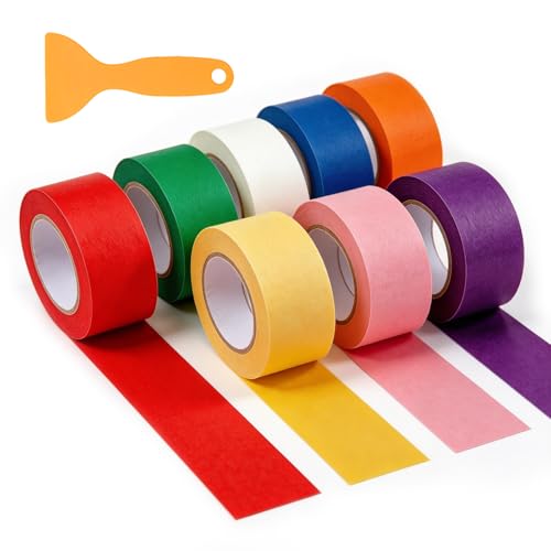 HoMaNa 8 Rolls Colored Masking Tape, 1.1 Inch x 14.2 Yards