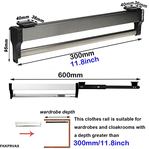 Closet Clothes Hanger Rail,Pull-Out Closet Rod 30-60cm,Wardrobe Clothing Rail,Closet Organizer Rack for Pants and Coat (300MM/11.8INCH)