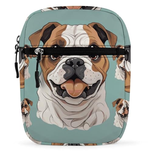 Personalized Small Crossbody Bag Water Resistant Messenger Bags Mini Funny English Bulldog Printing SlingBag For Men Women