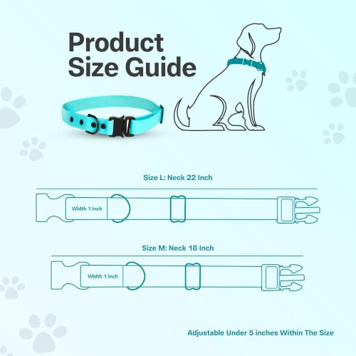 Image of Adil's Biothane Waterproof Dog Collar, Dog Leash & Collar Leash Combo | Heavy Duty TPU Coated Webbing | Adjustable Quick Release Buckle | Odour Resistant (Light Sky, M-18, Collar only)