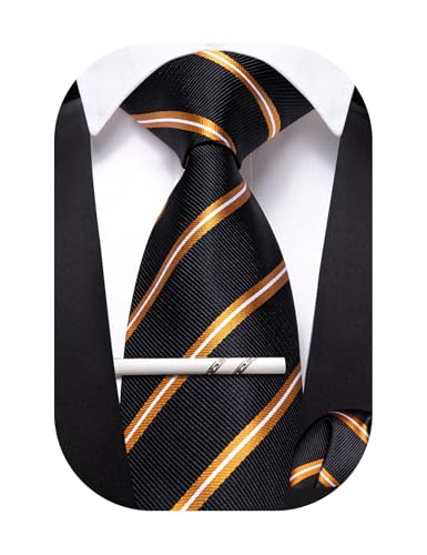 Image of Barry.Wang Boys Ties School Pre-Tied Kids Necktie Handkerchief Clip Set Uniforms Child Ties for 8-14 Years Wedding Party