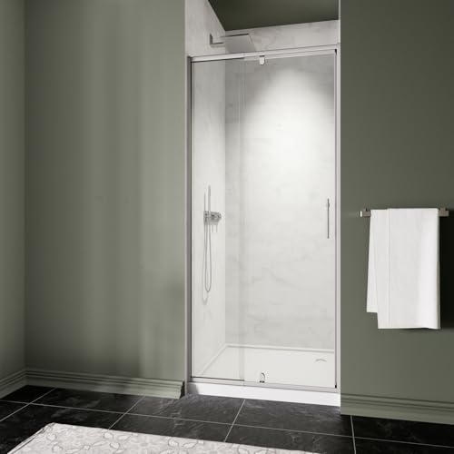 ACE DECOR 28-32" W x 72" H Pivot Shower Door, Glass Shower Door with 1/4" (6mm) Clear SGCC Tempered Glass, Chrome Finish Shower Doors, Reversible Installation by ACE DECOR - Used condition - US$104.68